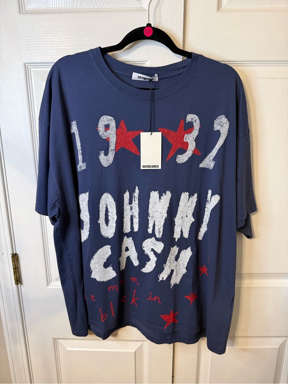 Daydreamer Navy Blue Johnny Cash Graphic Tee with Red Stars